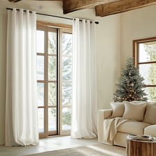 Jinchan Linen Curtains Natural colors Linen Blended Curtains Semi Sheer Grommet