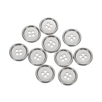 10 StüCk Metall-NäHknöPfe FüR Kleidung, 18Mm 4 LöCher Runde KnöPfe, Silber