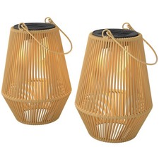 Outsunny Lanterne da Giardino in Rattan Set 2 Marrone