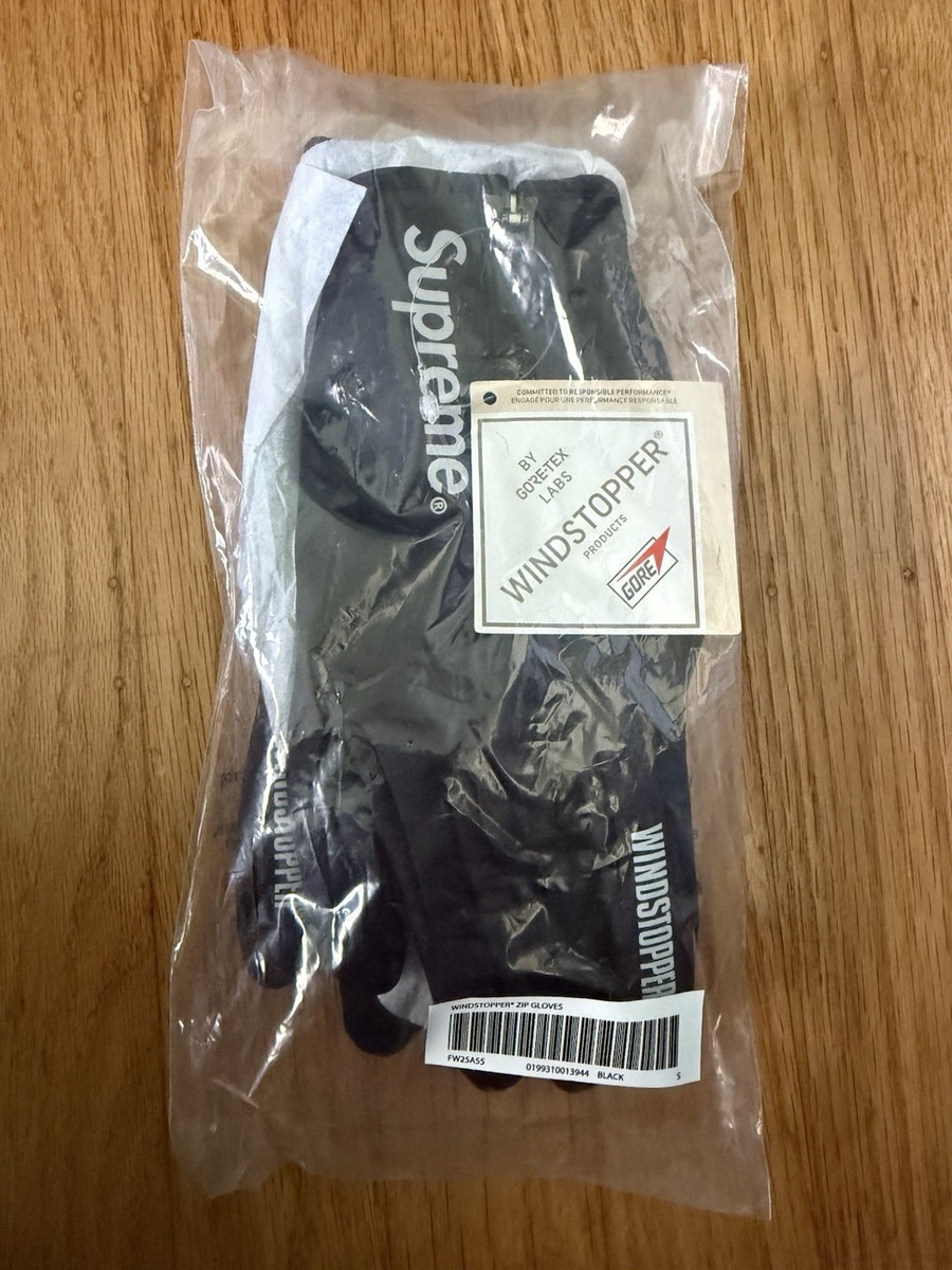 Supreme Windstopper Zip Gloves Size Small Black - FW25 | eBay