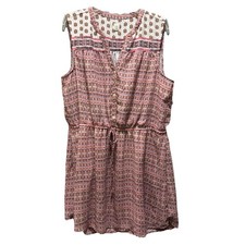 GAP Women's Floral Mini Shift Dress Size XL Sleeveless Pink Button Up Lined  EUC