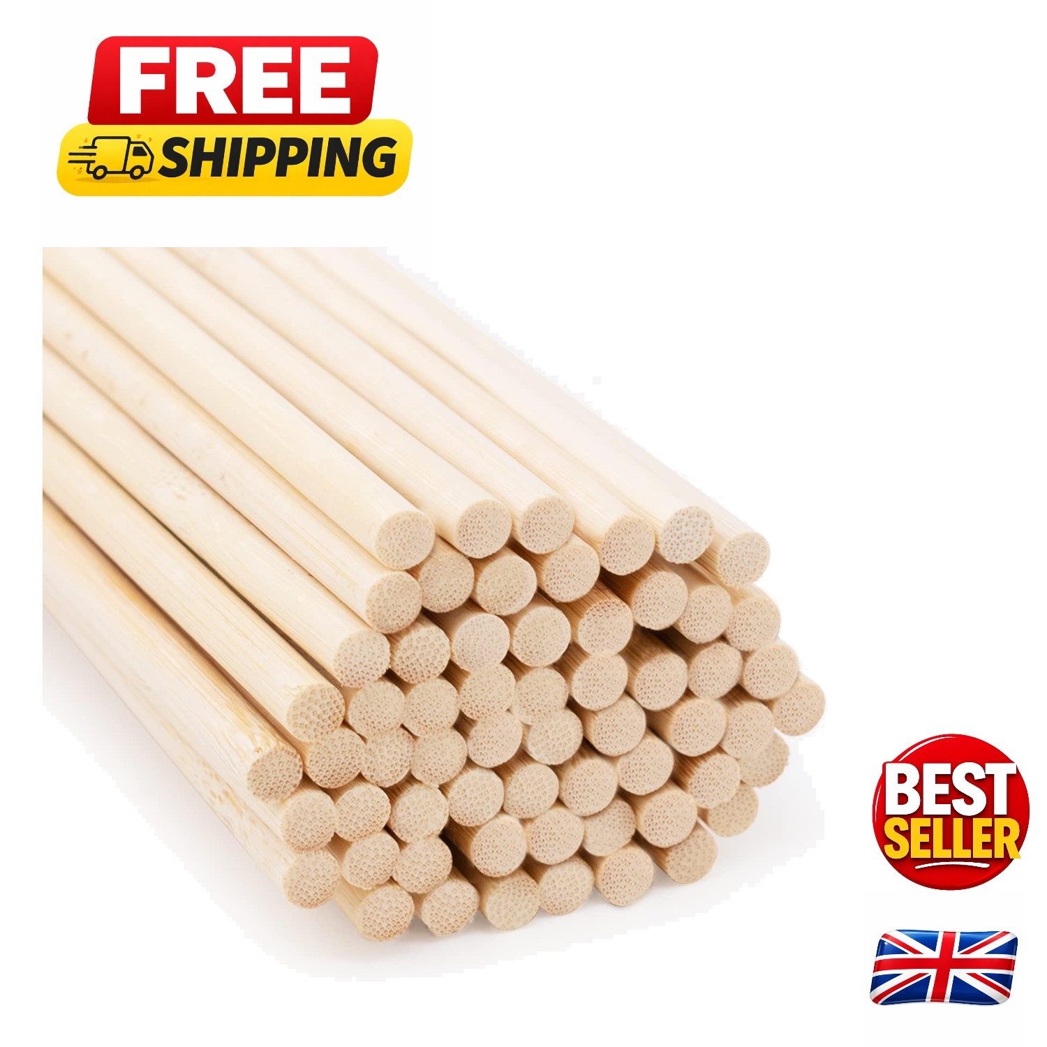 60-Piece Bamboo Dowels 30cm x 6mm - Perfect for Cake Decorating & Crafts