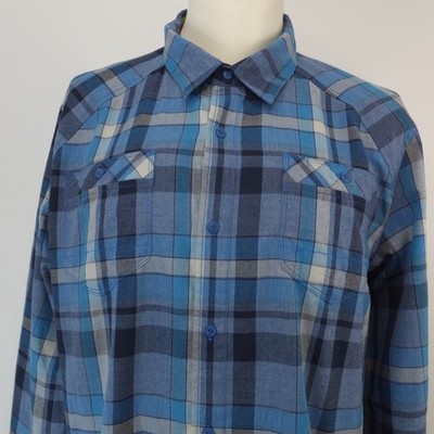 The North Face Plaid Flannel Button Up Shirt Men's XL Blue Long Sleeve Casual