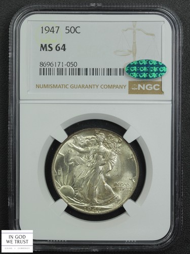 1947 Walking Liberty Silver Half Dollar 50C NGC MS 64 CAC