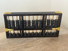 Chinese Abacus 13 Row 91 Bead Wood & Brass Lotus Flower Brand Vintage