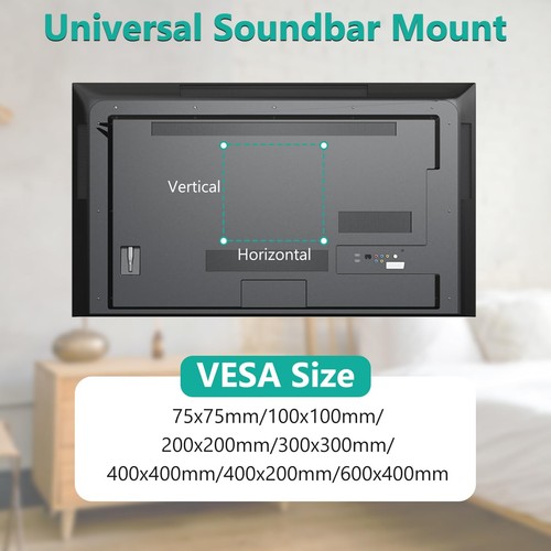 Sound Bar Mount Bracket, for Mounting Above or Under TV, with Adjustable 3 An... - Picture 7 of 9