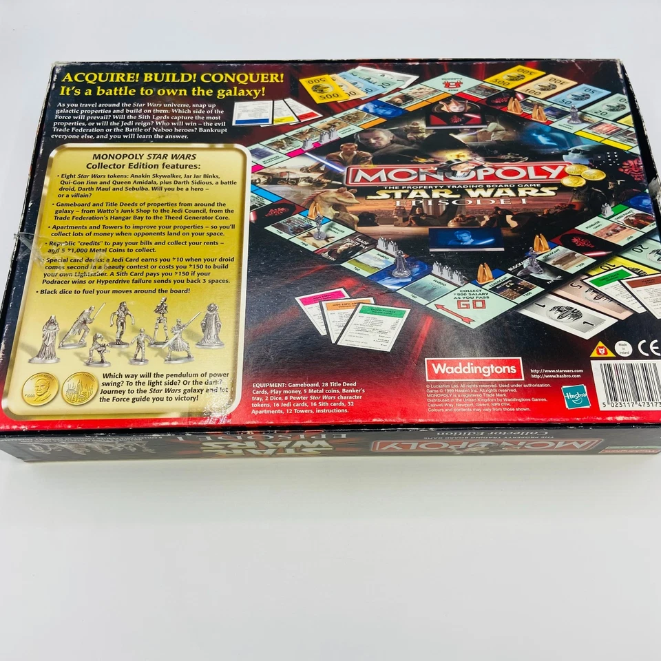 Monopoly Star Wars Episode 1 Collectors Edition Board Game 1999 Hasbro Incomplet - Image 4 of 4