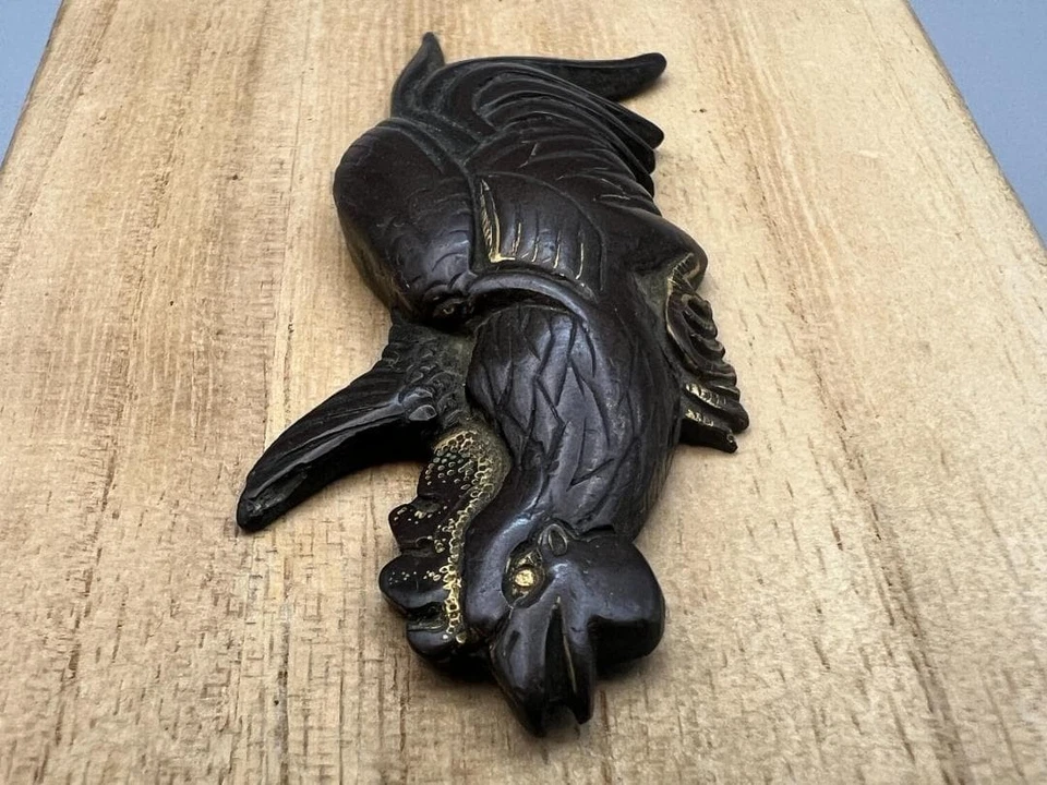 Antigua espada japonesa Edo del siglo XIX Menuki pollo pájaro katana 2,2 pulgadas Foto 2 de 4