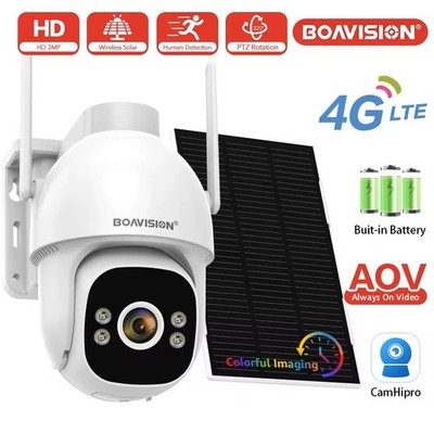 4G LTE 24 hours Continuous Recording AOV Solar Security Auto Tracking Cameras
