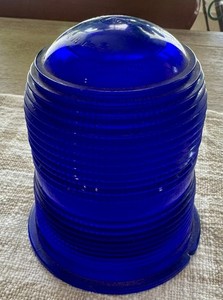 Vintage Kopp Cobalt Blue Glass Airport Runway Taxiway Light Lens Cover AP 35223