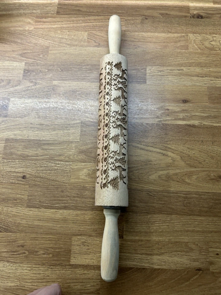 Christmas Cookies Baking & Cooking Rolling Pin Embossed Shapes Festive Reindeer - Image 4 of 4