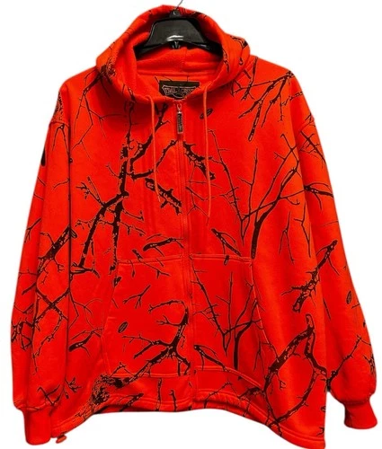 Trail Crest Highland Timber Hoodie Full Zip Sz Large Neon Orange Hunting Outdoor - product listing photo