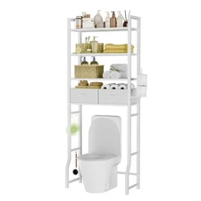4 Tier Over The Toilet Storage with Drawers Heavy Duty Bathroom Stand Organizer