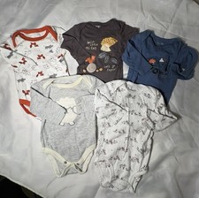 Boys 3-6 Month Bodysuit Lot 5pc Gerber Carter  s Long Sleeve Cute Animals EUC