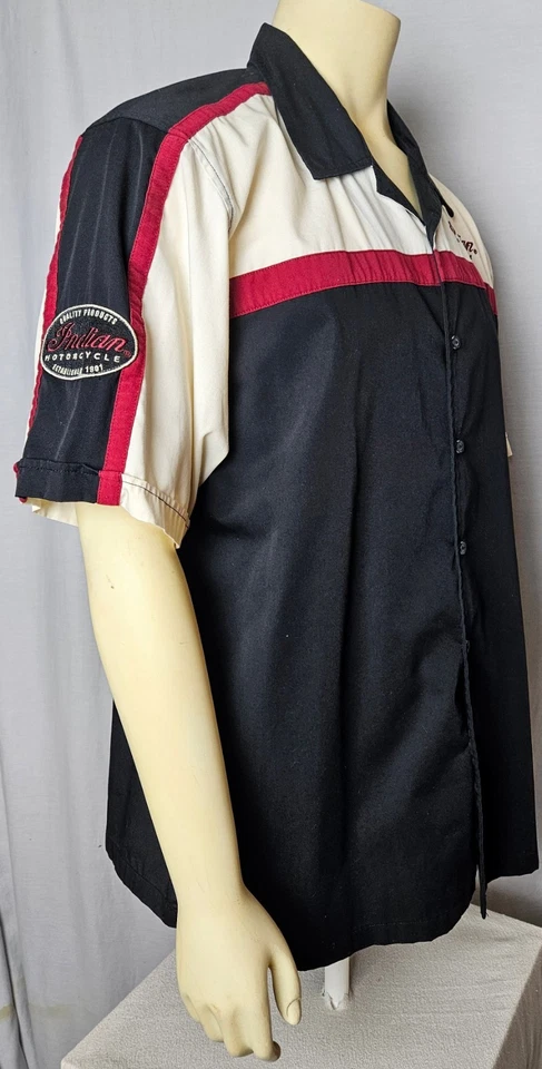 Camisa para hombre Indian Motorcycle abotonada manga corta bordada talla L Foto 4 de 4