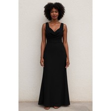 Lulus Black Maxi Dress Cowl Neck Sleeveless Formal Gown Evening Party Cocktail