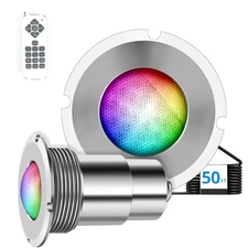 Foxlux Pool Light , 1.5 In LED RGBW, AC12V ,15W, 50ft Cord, Remote Control，1pcs