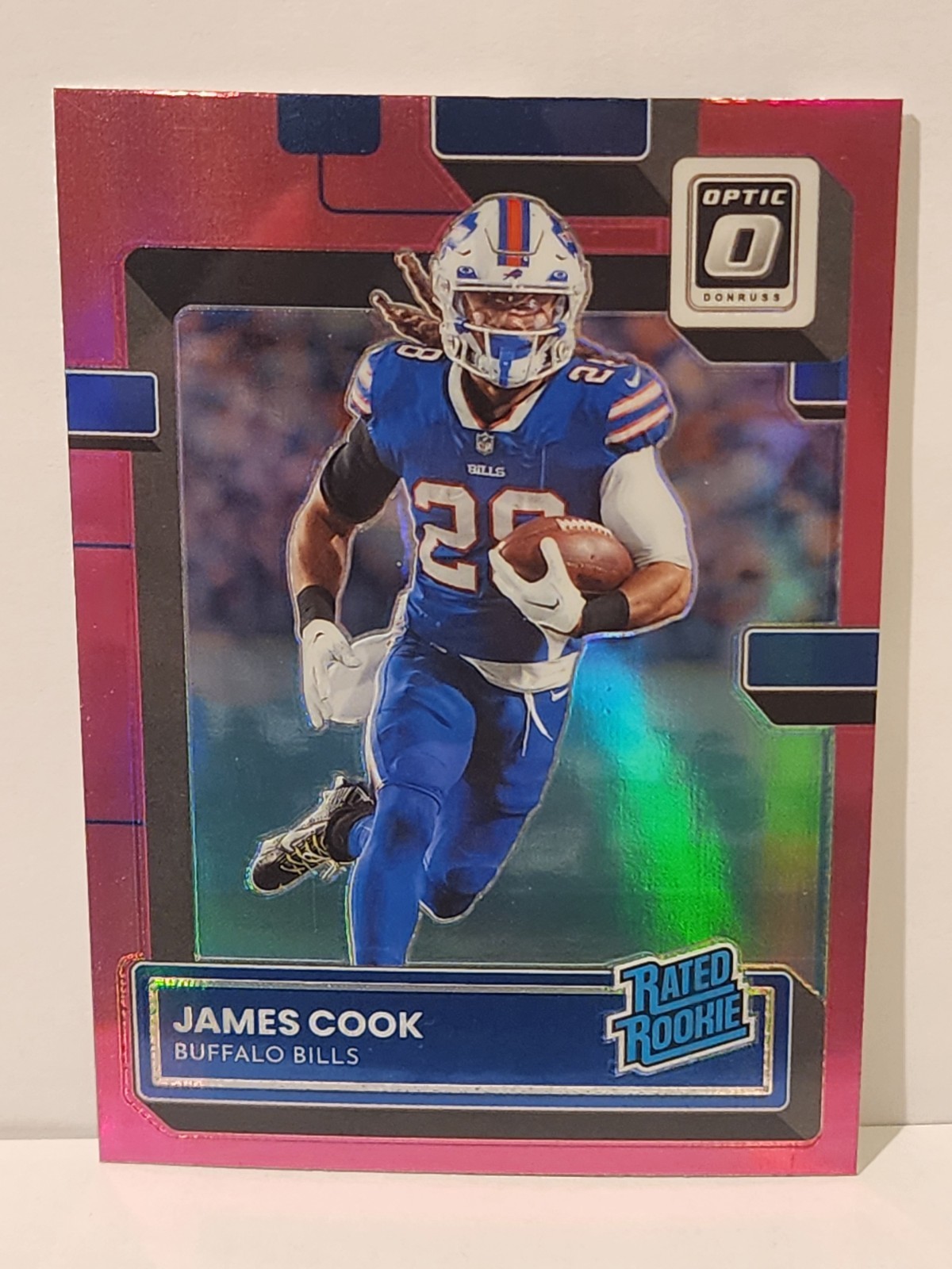 2022 Panini Donruss Optic James Cook #215 Rated Rookie Pink Prizm Bills