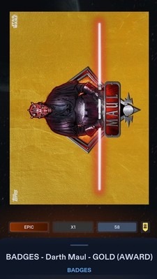 Star Wars Card Trader 2015 Epic Gold Badges Award Darth Maul 58cc