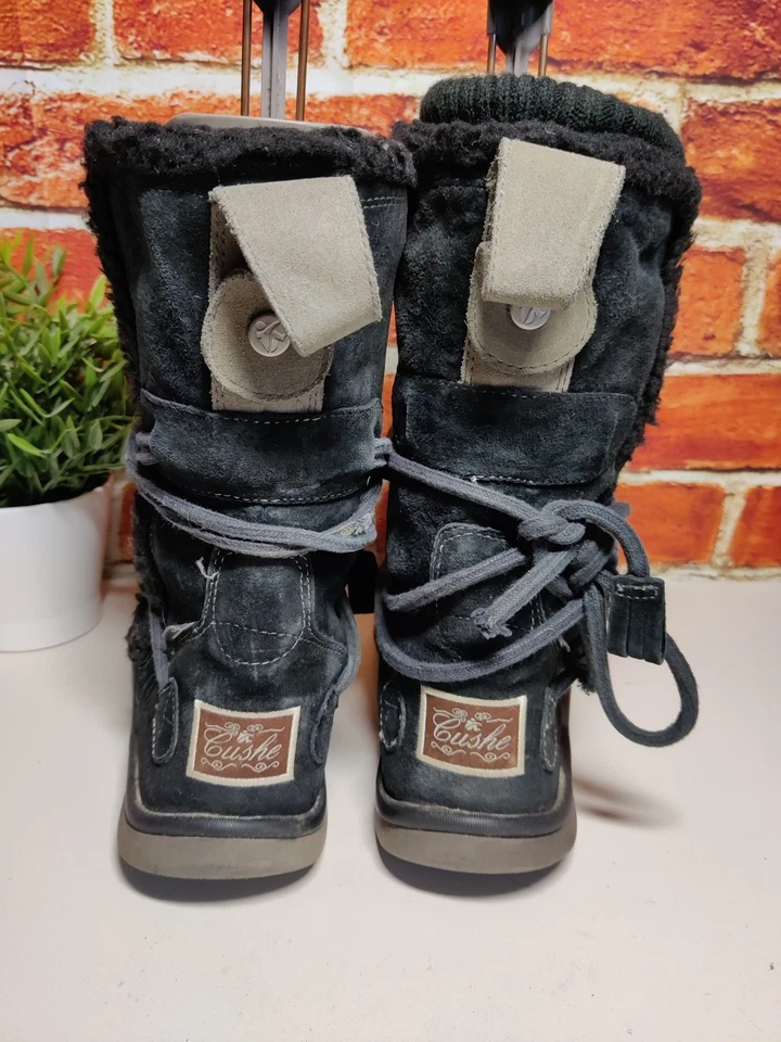 WOMENS CUSHE DE LUXE WATERPROOF IT CUFF BOOT UK 8 BLACK SUEDE WARM WINTER BOOTS - Image 4 of 4