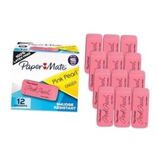 Pink Pearl Paper Mate Erasers - 12 Count - Latex Free Smudge Resistant