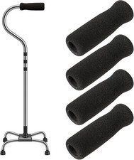 4 Pack Cane Grips - Black Foam Offset Handle Replacement for Seniors