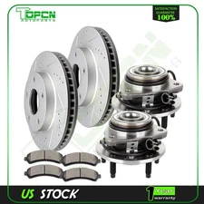 Front Brake Rotors & Wheel Hub Ceramic Pads Drilled For 1998-2004 GMC Sonoma
