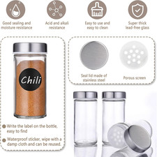 Set 24 Barattoli Spezie Con Etichette - Vetro 120ml Con Setacci | Per Cucina Organizzata - Foto 7