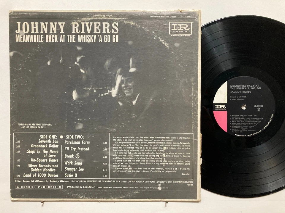 Johnny Rivers – Meanwhile Back At The Whisky À Go Go LP - 1965 – EX/VG - Image 2 of 2