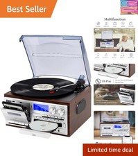 Record Player 9 in 1 3 Speed Bluetooth Vintage Turntable CD Cassette Vinyl Pl...