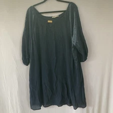 Indigo Rose Dress Women's 2X Blue Lace On Sleeve 3/4 Sleeve