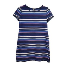 T by Talbots Dress Women's Large  Pullover Stripes Stretchy Cotton Blend EUC 