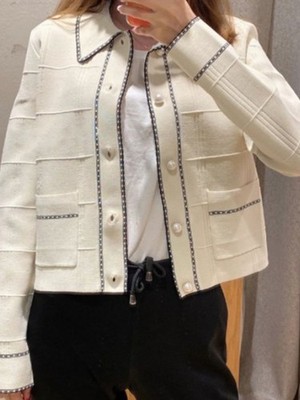 Sandro women's single row pearl button knit cardigan jacket