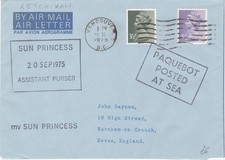 1975 paquebot cover sent from mv Sun Pincess board in Vancouver BC Canada