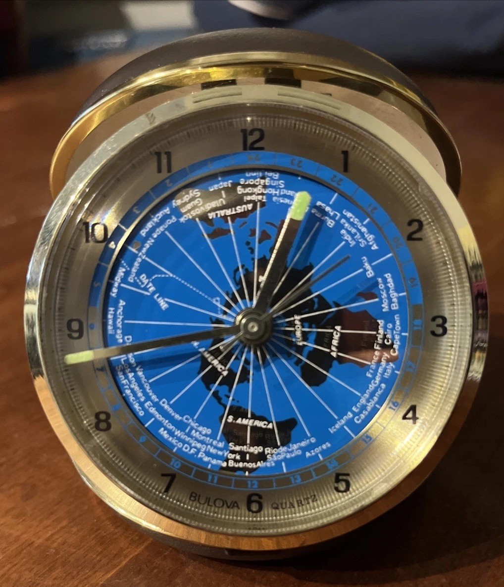Vintage Bulova Quartz Folding Travel Alarm Clock Working. Ma