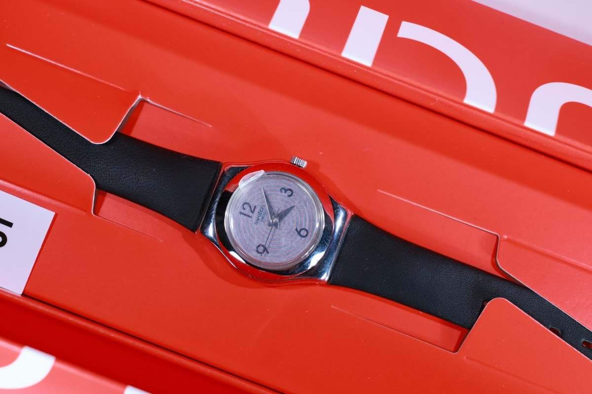 Swatch Aim At Me Womens Watch 24mm Silver Tone Black Swiss Made WR New Battery Swatch Irony Watch Women 26mm Black Dial Silver Tone Round  main image 2