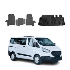 Fußmatten & Kofferraumwanne Set für Ford Tourneo Custom 2012-2024 Gummi TPE 4x