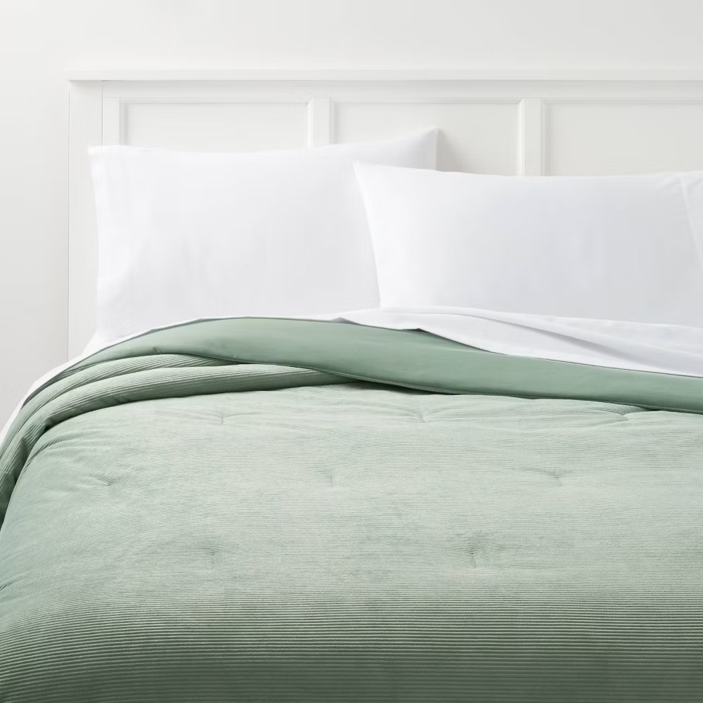 TwinTwin Extra Long Corduroy Plush Comforter Sage Green - Room Essentials 2490₽