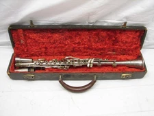 Vintage Sonata Metal Clarinet Musical Instrument w/Case Silver Plated