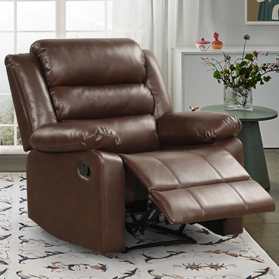 CANMOV Manual Recliner Chair with Overstuffed Arms & Back, Faux Leather Recliner - Image 2 of 4