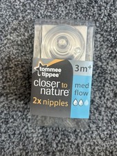 Tommee Tippee Closer to Nature Baby Bottle Nipples Medium Flow 3m 2 Pack NEW