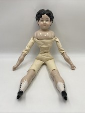 Vintage Unmarked Porcelain Head Arms Legs Doll Cloth Body 21" Tall