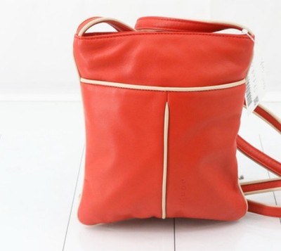 LOEWE Shoulder Bag Red Beige Contrast Trim Zip Closure Rectangle Women