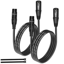 2 Pack 5FT XLR Male to Female 3-Pin Microphone Cable Shielded OFC Cord