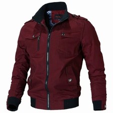 Men Bomber Jacket Casual Windbreaker Slim Fit Spring Autumn Outwear