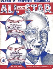 1956 Baseball All Star program unscored  Jackie Robinson Mantle Aaron Mays VG