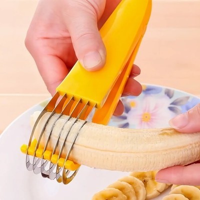 Banana Slicer Fruit Knife Veggie Hotdog Cucumber Cutter Kitchen Gadget Bar Tools