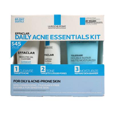 La Roche Posay Effaclar Acne Daily Essential Kit 3ct Facial Treatment EXP 1/2027