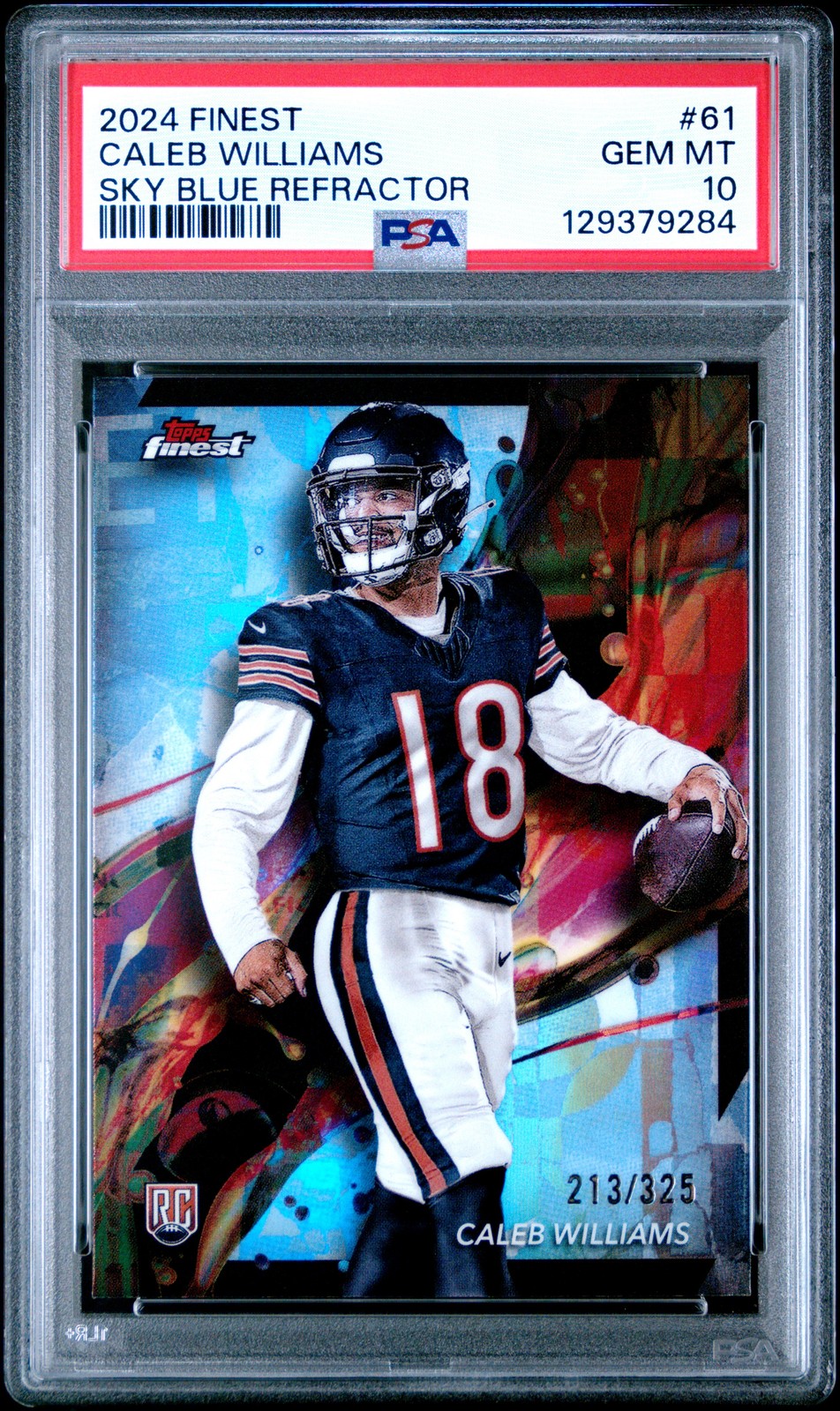 2024 TOPPS FINEST SKY BLUE REFRACTOR #61 CALEB WILLIAMS 213/325 PSA 10