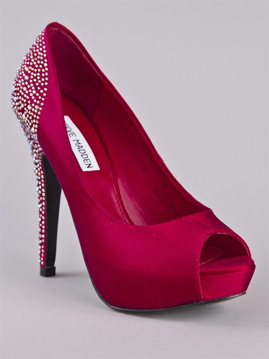 Steve Madden Playy-r Raspberry Satin Rhinestone Open-toe